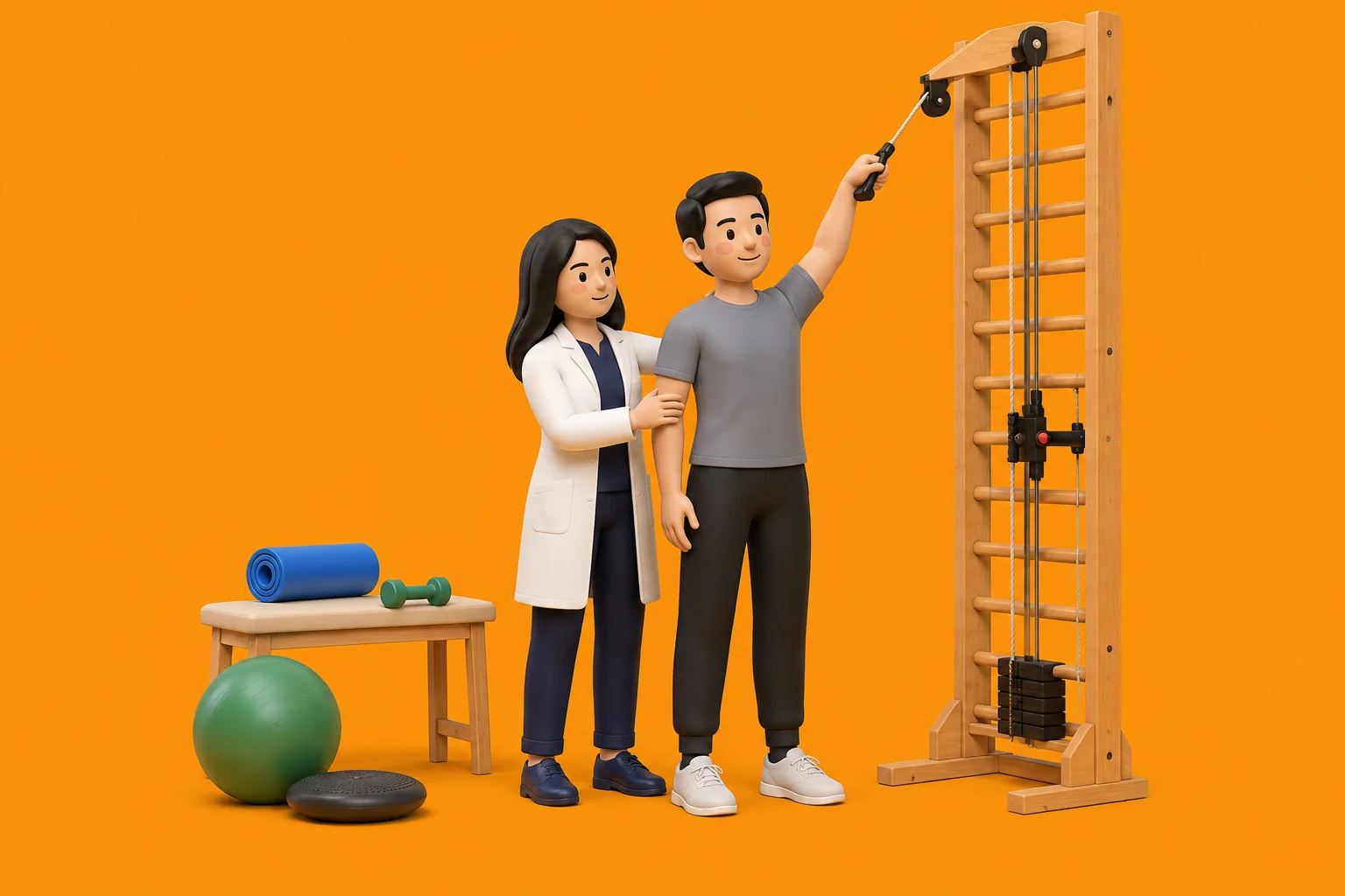 3D clinical illustration for Frozen shoulder physiotherapy in India
