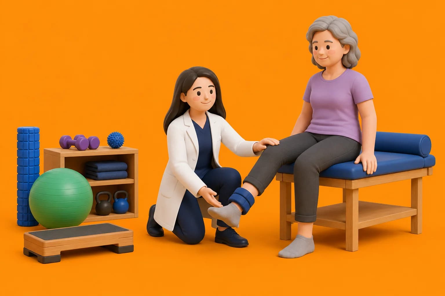 3D clinical illustration for Knee osteoarthritis physiotherapy in India
