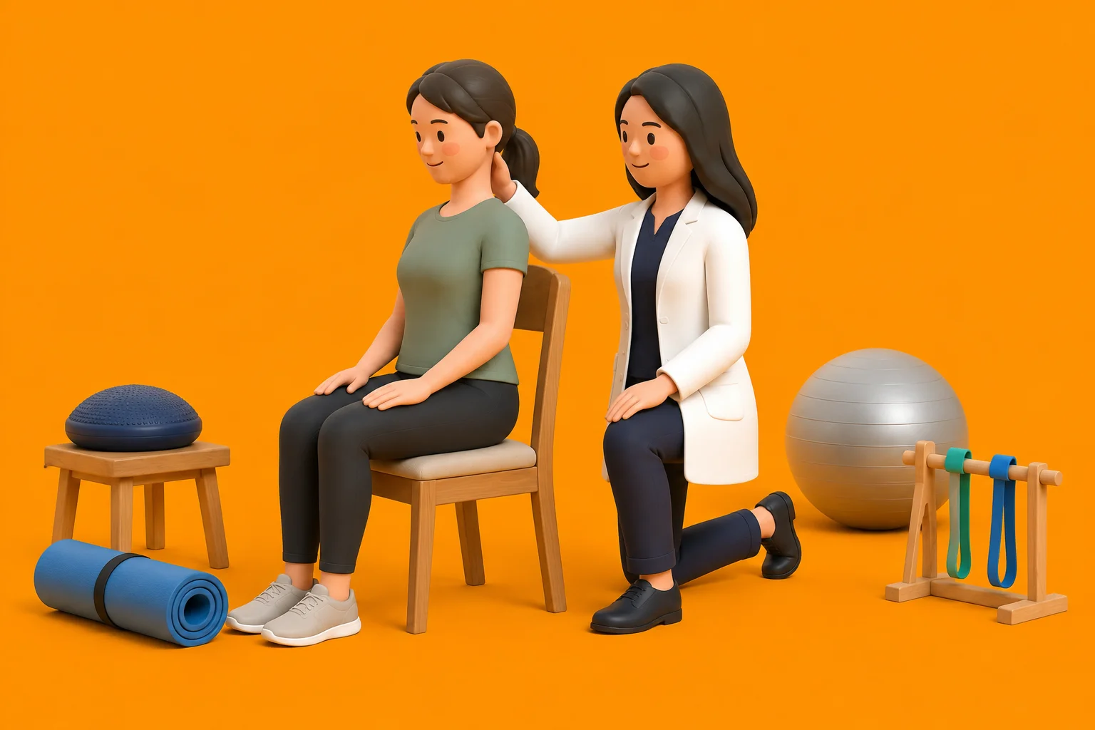 3D medical illustration of physiotherapy treatment for गर्दन दर्द in India