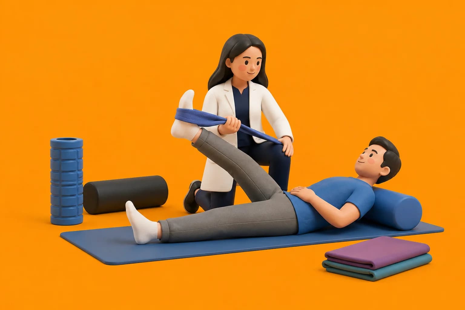 3D medical illustration of physiotherapy treatment for साइटिका in India