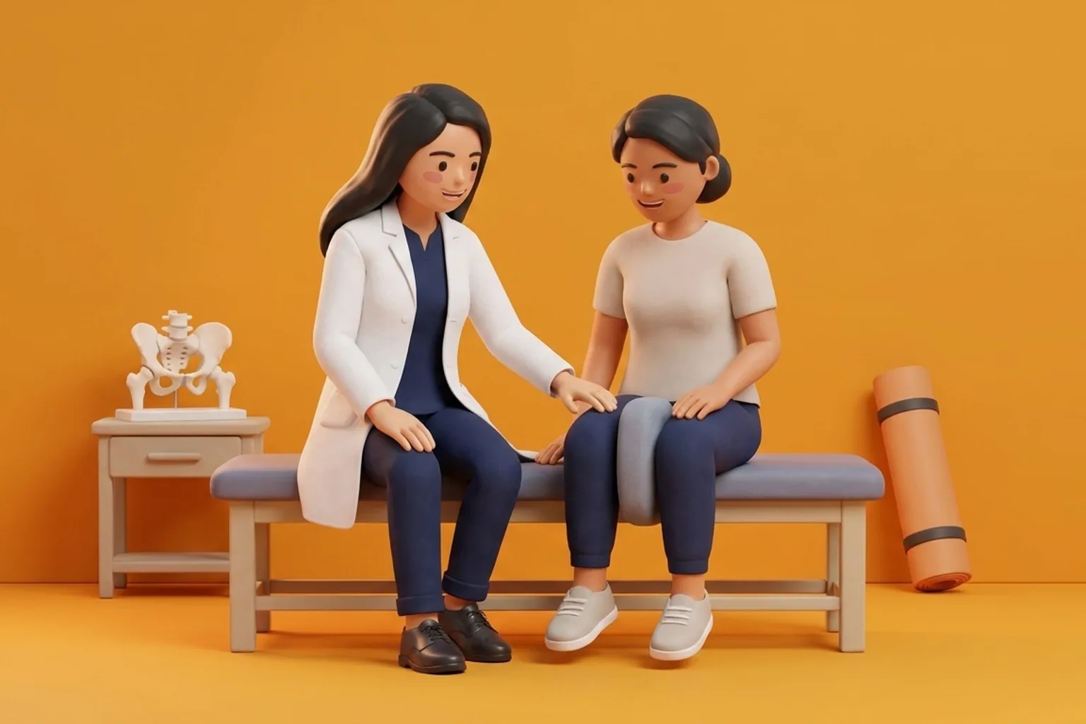 3D clinical illustration for Symphysis pubis dysfunction (SPD) physiotherapy in India