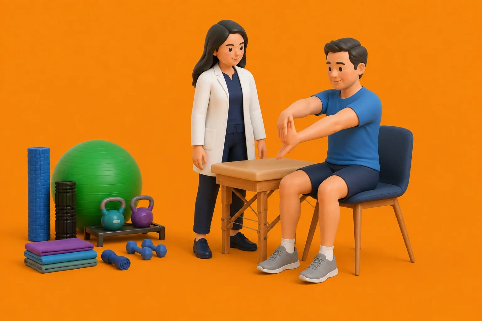 3D clinical illustration for Tennis elbow physiotherapy in India