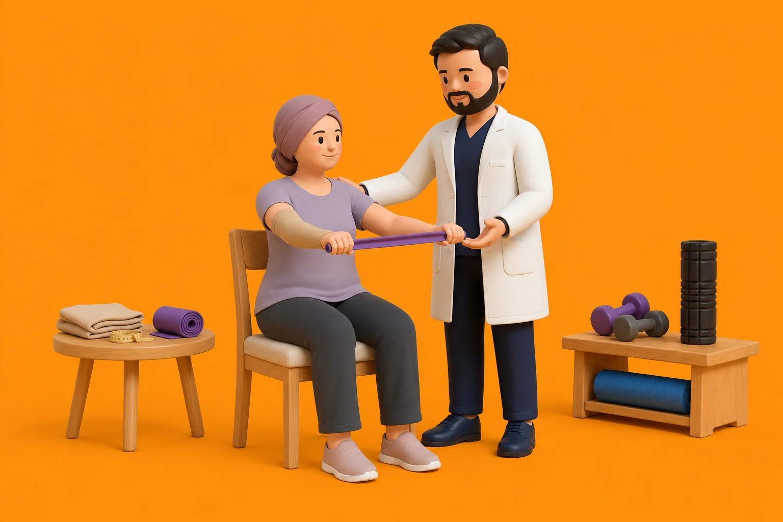 3D clinical illustration representing Oncology Rehab physiotherapy in India
