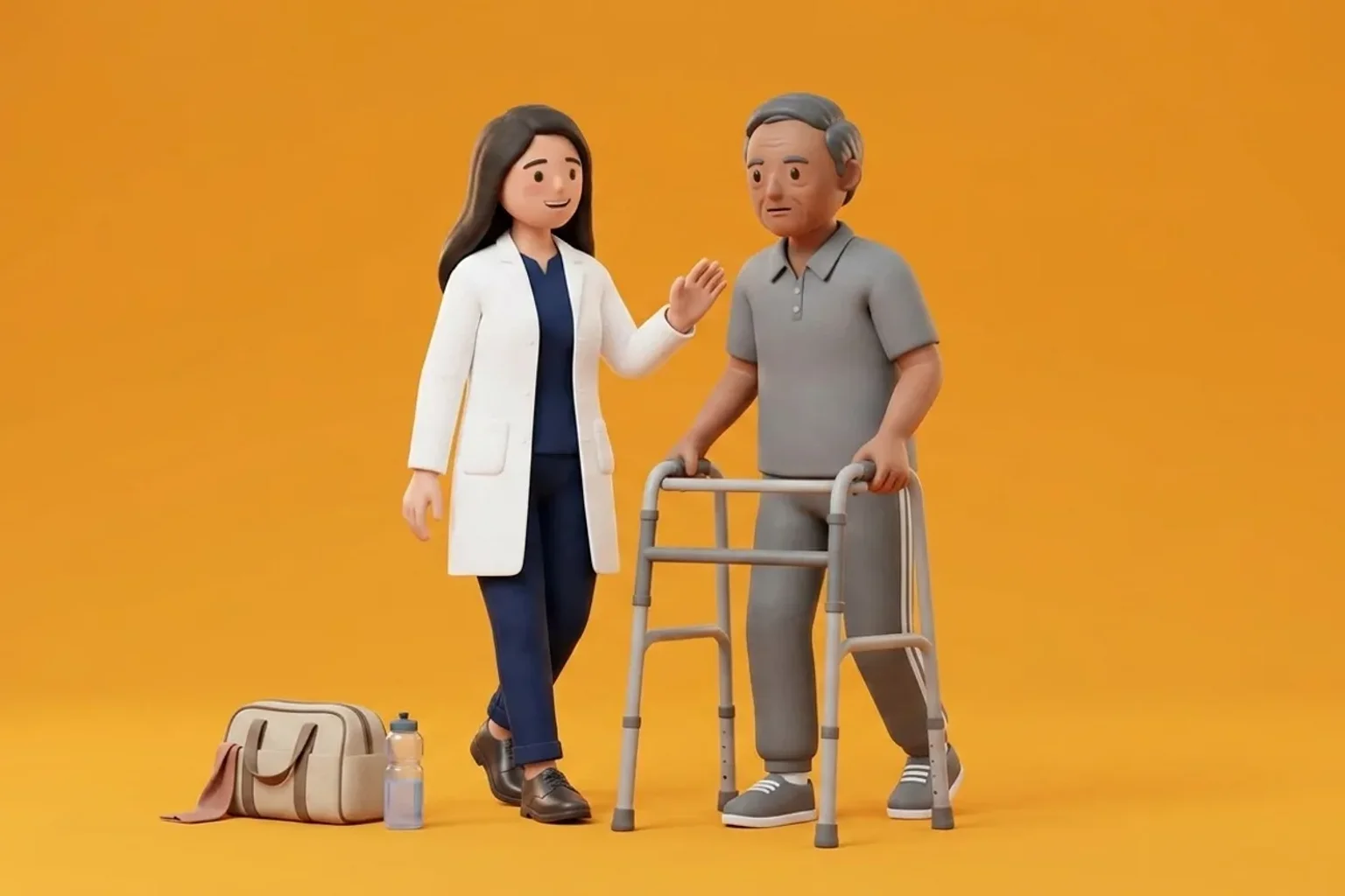 3D clinical illustration showing physiotherapy rehabilitation for Guillain-Barré Syndrome in India
