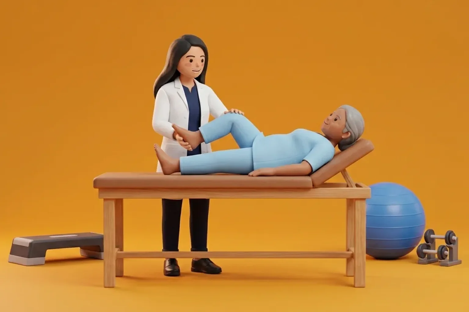 3D clinical illustration of physiotherapy care for Patellar Tendinopathy in India