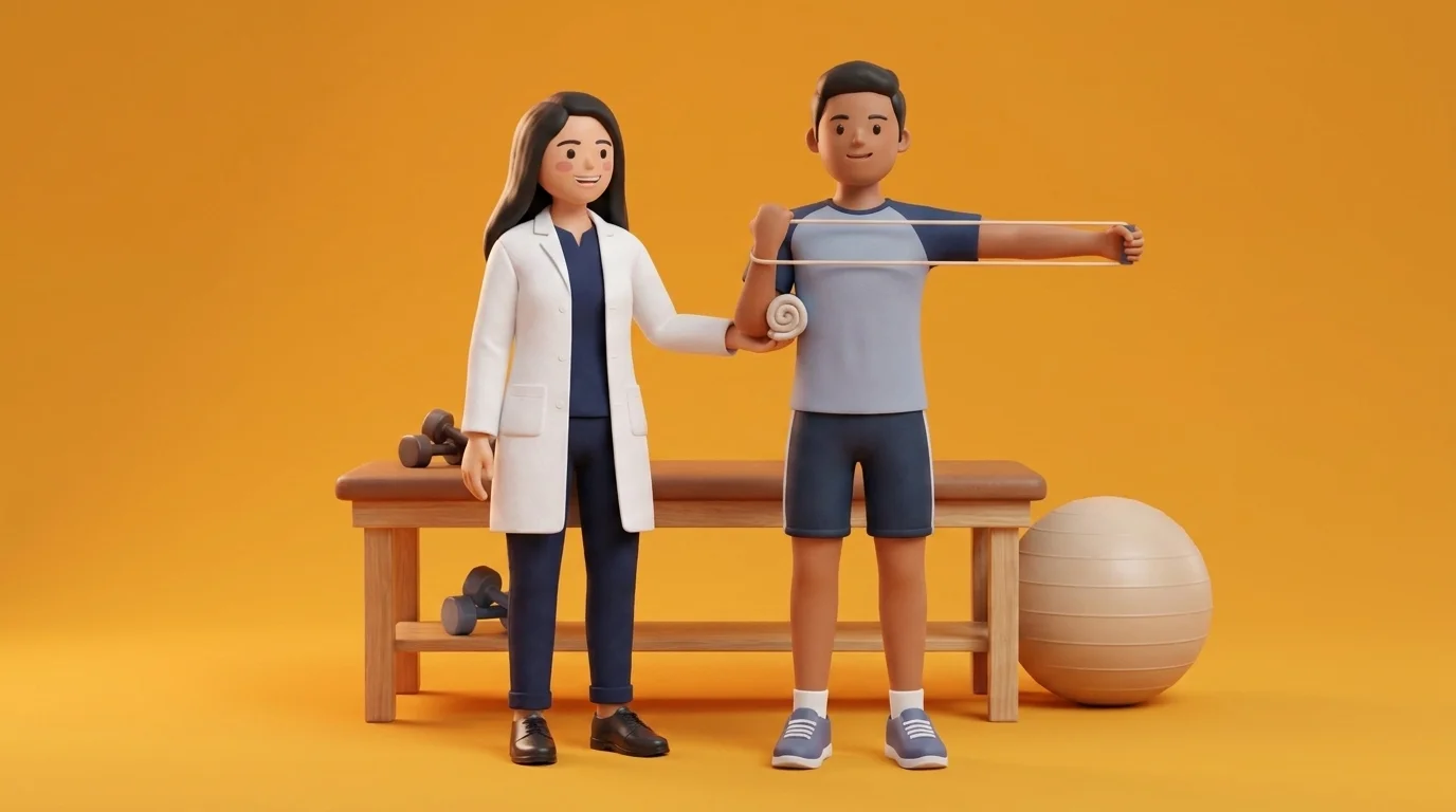3D clinical illustration representing Sports physiotherapy in India