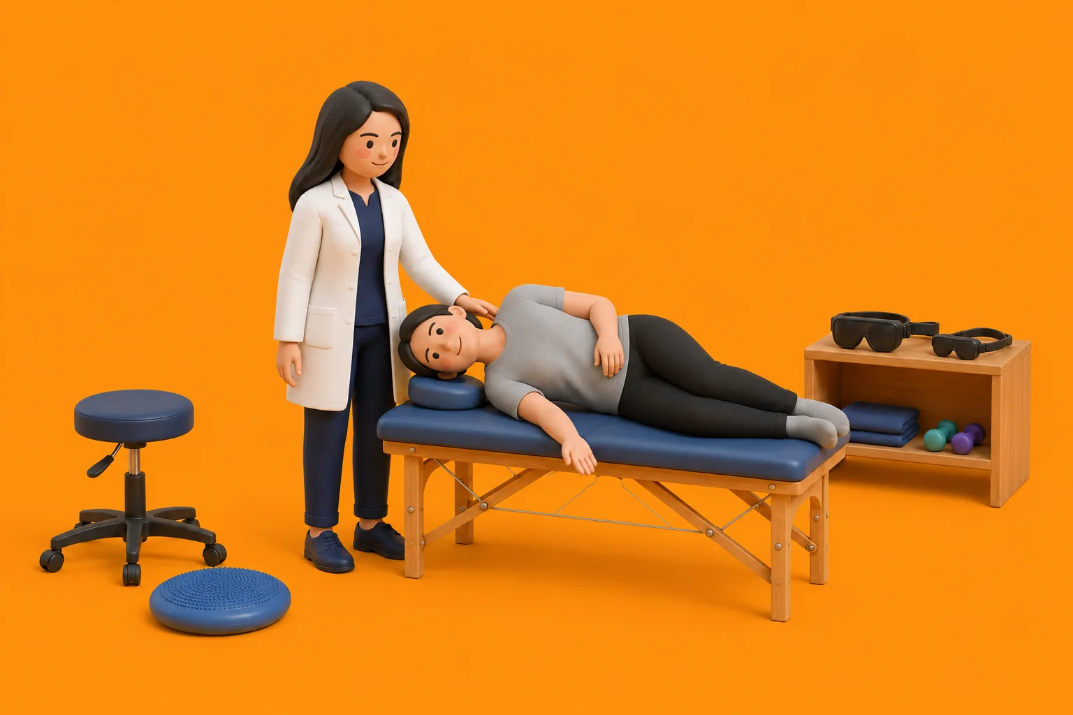 3D clinical illustration representing Vestibular physiotherapy in India